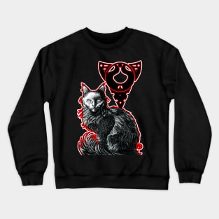 Magic Black Cat - Red & White Outlined Version Crewneck Sweatshirt